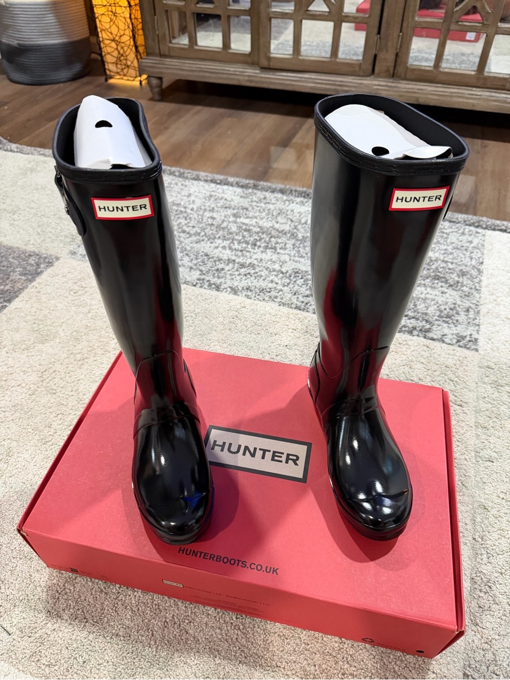 Hunter Original Tall Gloss Rain Boots Black Women’s Size 7